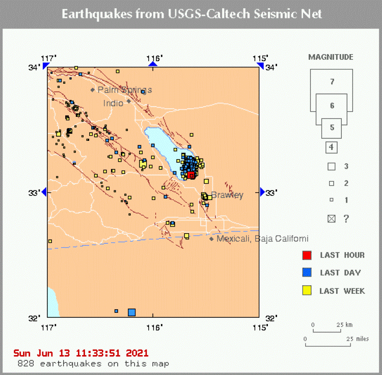 Segundo enjambre sísmico en el mar de Saltón, ahora más cerca de la falla de San Andrés