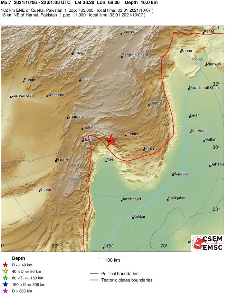 Terremoto mortal destruye casas en un radio de 15 kilómetros (9,3 millas) en Pakistán