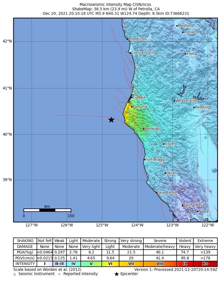 Potente terremoto de 6,2 grados frente a la costa del norte de California (Estados Unidos)