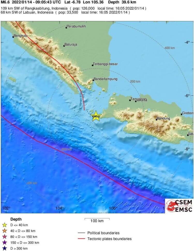Terremoto de 6,6 grados en el estrecho de Sunda, en Indonesia