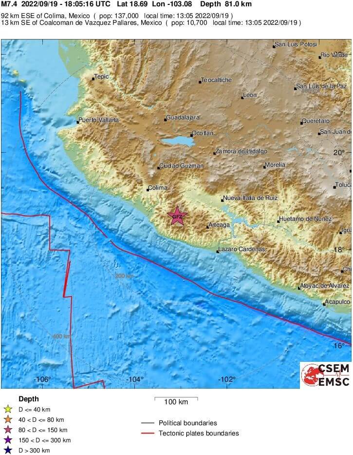 ¡Alerta! Acaba de producirse un terremoto de 7,6 grados en Michoacán, México 