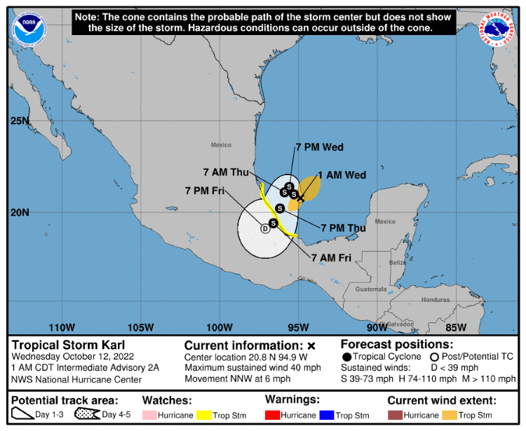 ¡Atención! La Tormenta Tropical “Karl” se aproxima a México y descargará lluvias torrenciales 